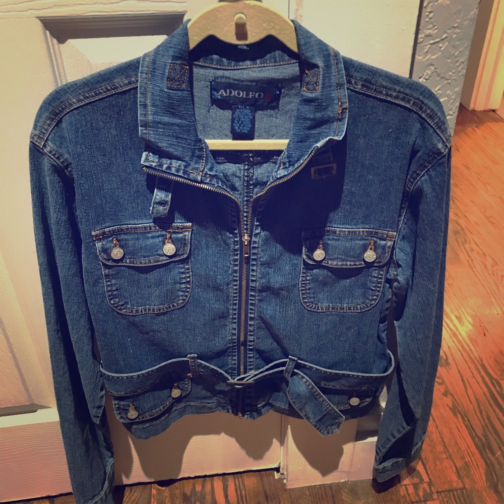 Belted jean jacket